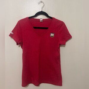 DISTRICT | Red V-Neck Soft Tee w/GREAT STUFF & DuPont logos, Size Small